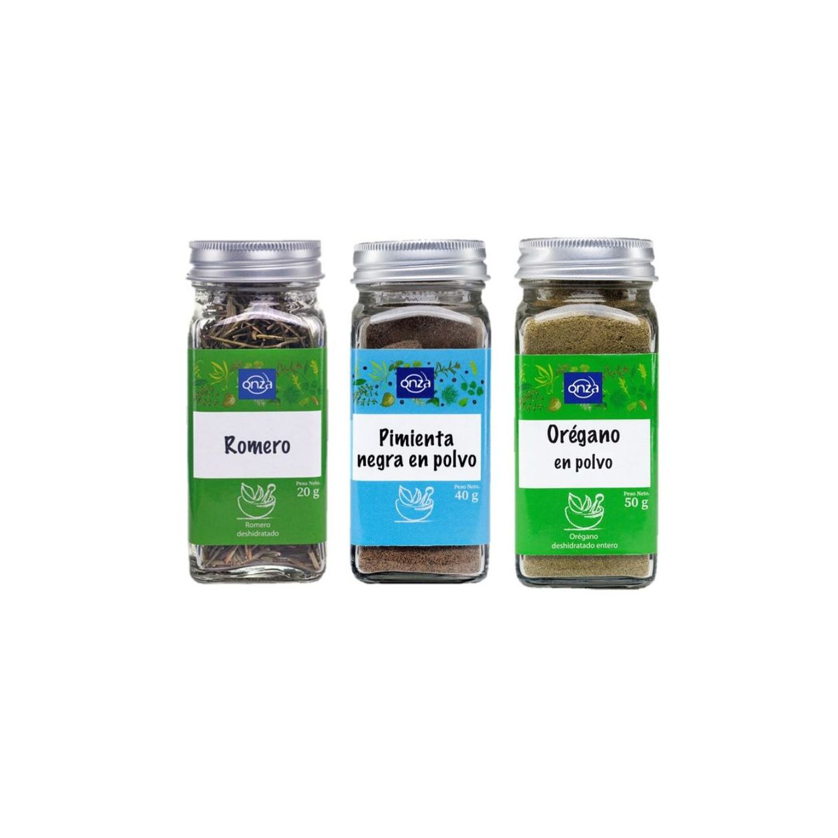 ONZA - Tripack Condimentos en Pote Colección Verde
