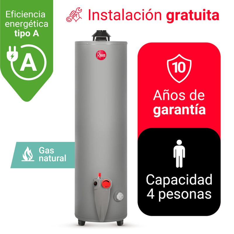 RHEEM - TERMOTANQUE A GAS 114L RHEEM GAS NATURAL GN - GAS CALIDDA