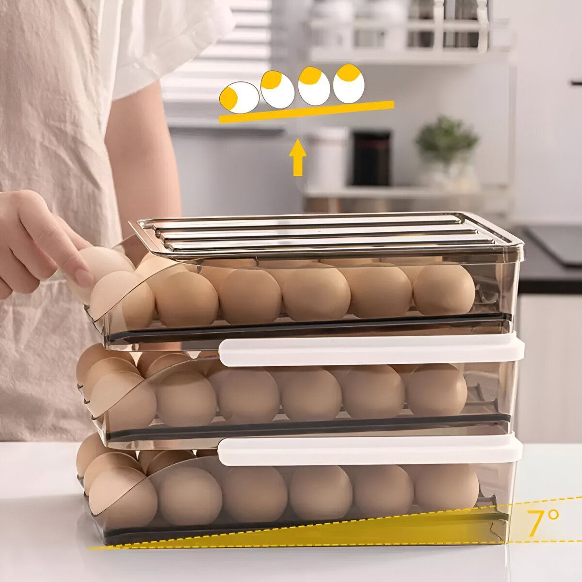 ELMEJORPRECIO - Bandeja Porta Huevos Para Refrigerador, Cocina 2 Niveles