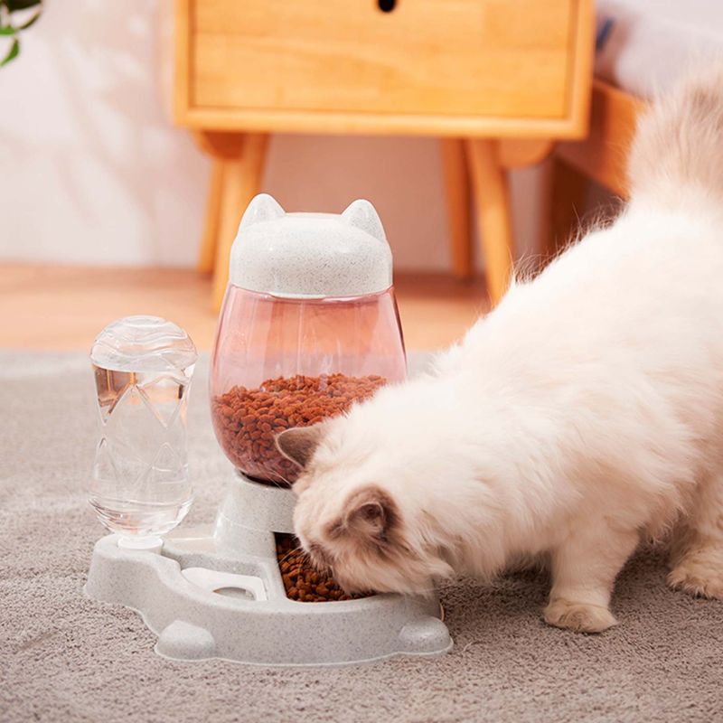 GENERICO - Dispensador de Agua y Croquetas para Perros y Gatos Plomo