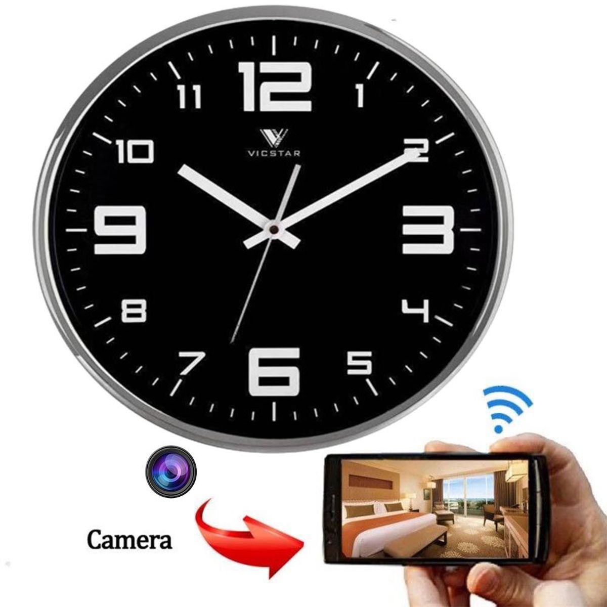 MN ELECTRONICS - Reloj De Pared Espía Wifi Fullhd 90 Grados Grande Para Microsd 64gb