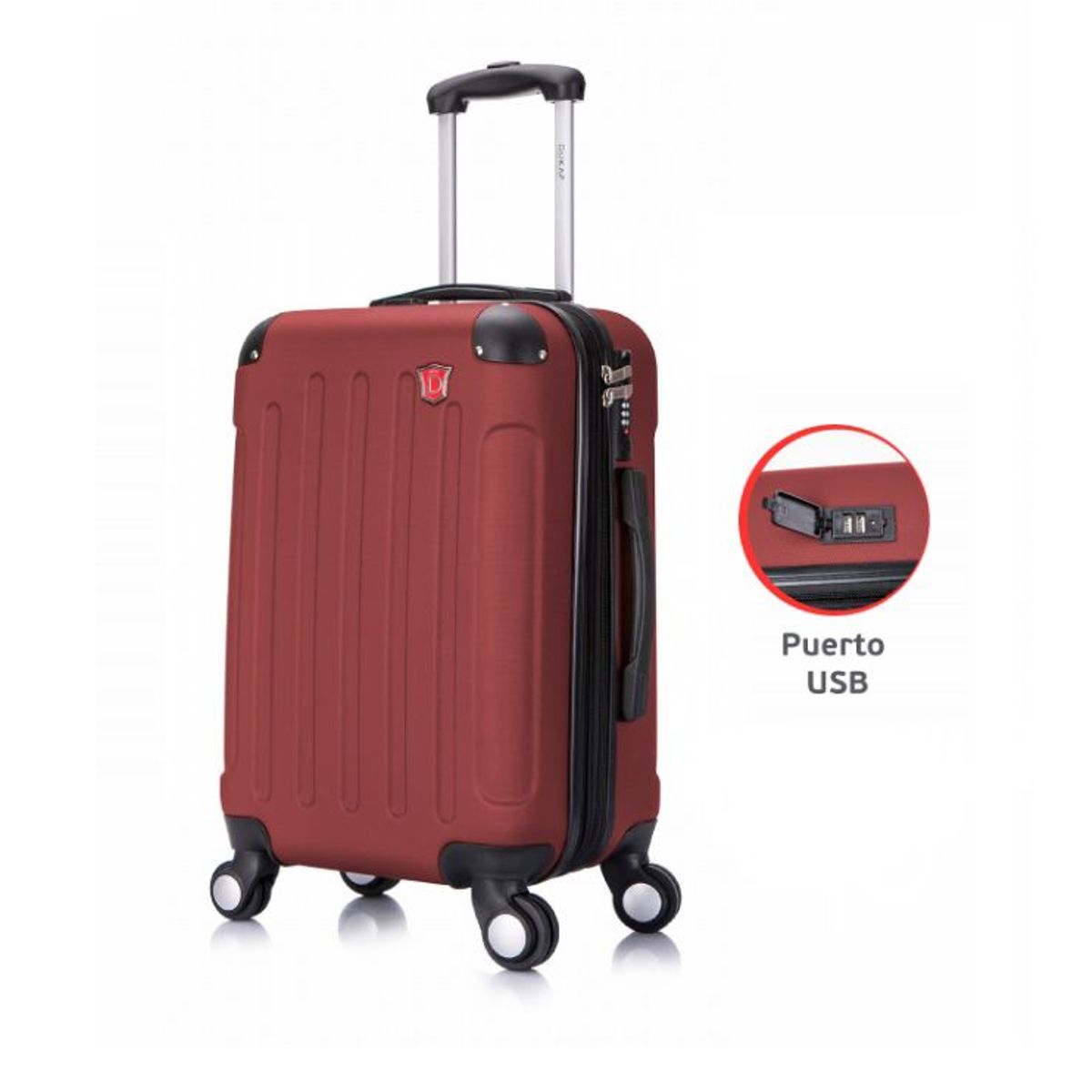 DUKAP - Maleta De Viaje 51cm Intely Vino -Puerto USB Integrado