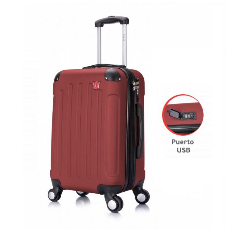 DUKAP - Maleta De Viaje 51cm Intely Vino -Puerto USB Integrado