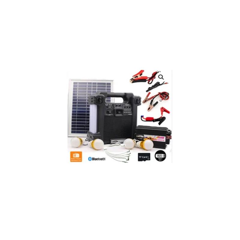CAFINI - KIT SOLAR PORTÁTIL CAFINI 4 Focos- inversor- radio Fm Am -bluetooth