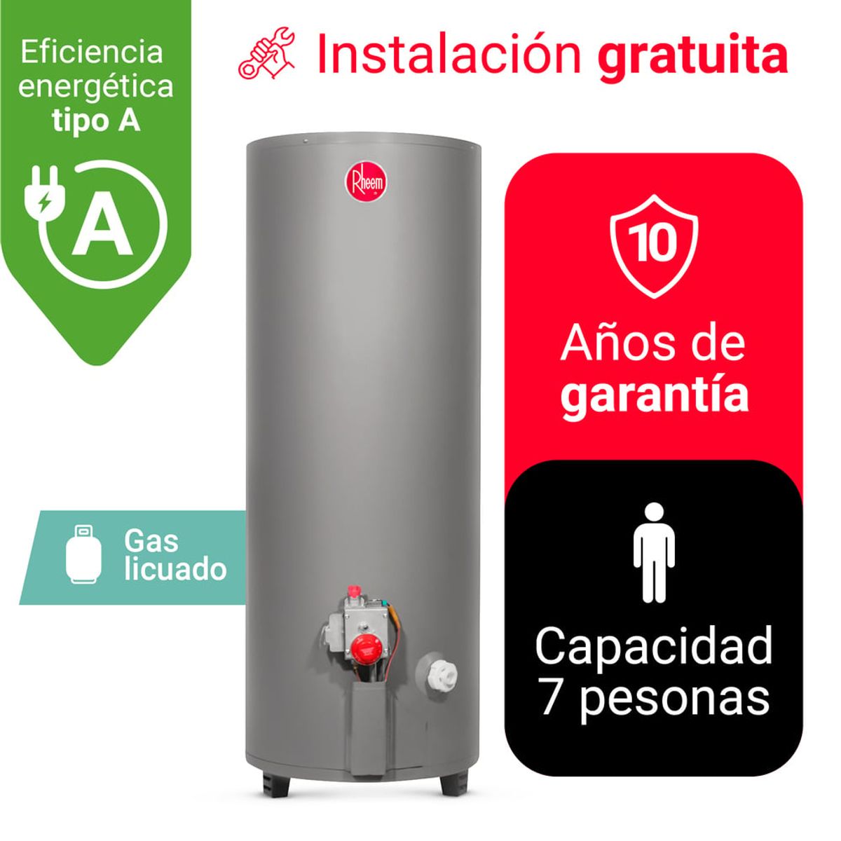 RHEEM - TERMOTANQUE 190L RHEEM GLP