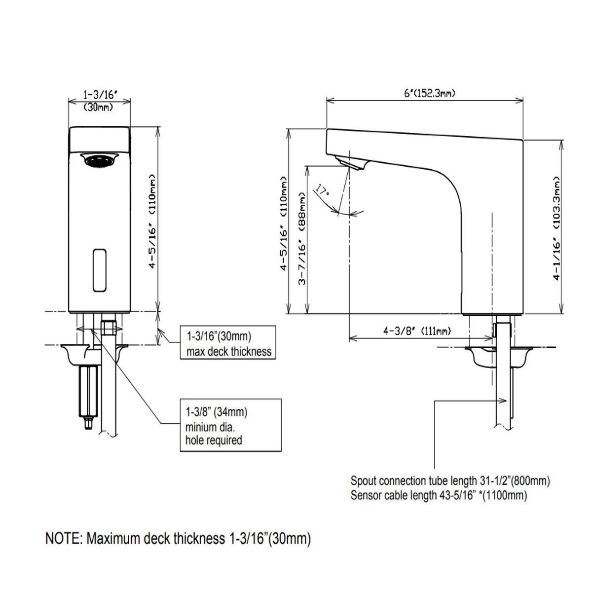 TOTO - Grifería Sensorizada Automática modelo TEL205 marca TOTO a batería