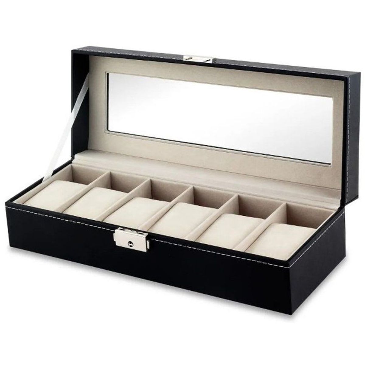 GENERICO - Porta relojes caja de lujo 6 unidades joyas estuche hombre mujer