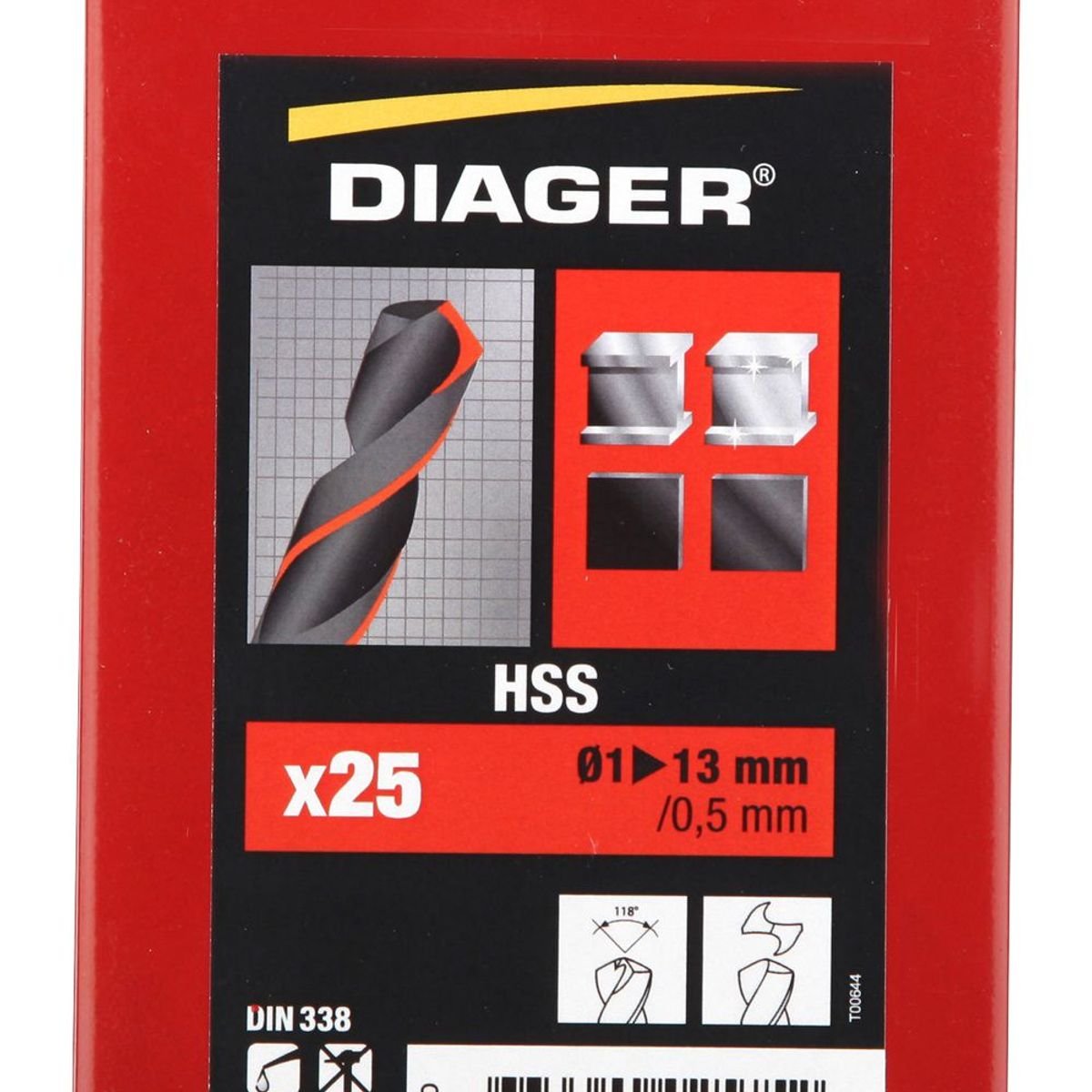 DIAGER - JUEGO DE BROCAS HSS STANDAR LAMINADA (25 piezas) 0.5 a 13mm - DIA776D