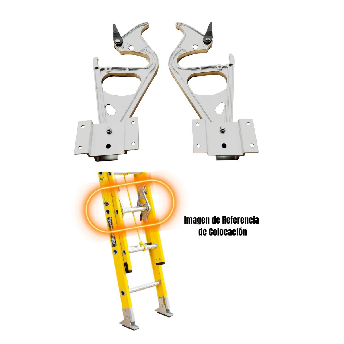 BRONCO AMERICAN - Ganchos Trabapeldaños para Escalera Telescopica (x 1 Par).