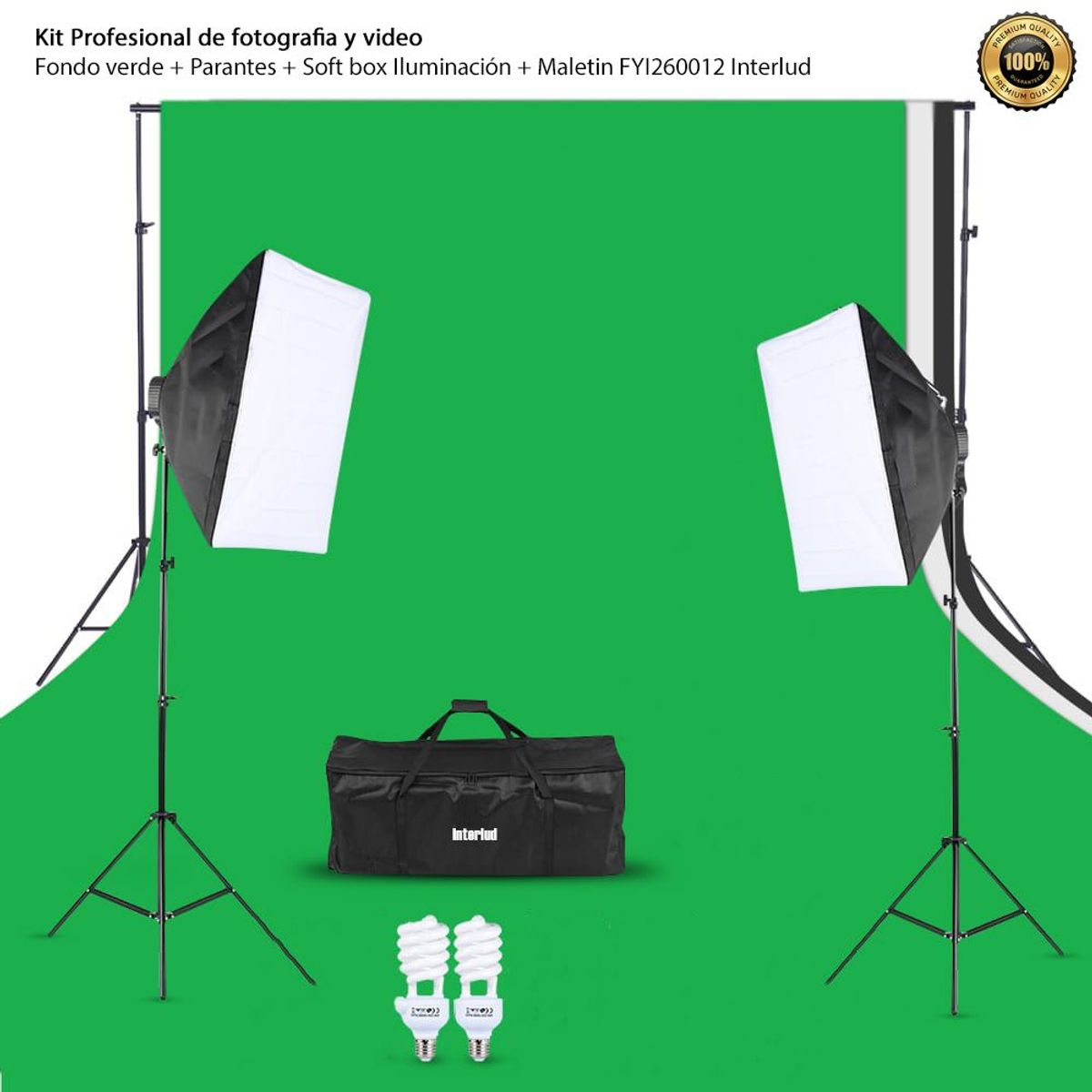INTERLUD - Kit Fotografía y Video Fondo Verde + Parantes + SoftBox FYI260012