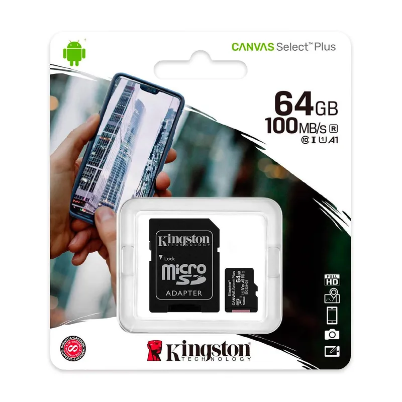 KINGSTON - Memoria Micro SD 64GB KINGSTON CANVAS SELECT PLUS
