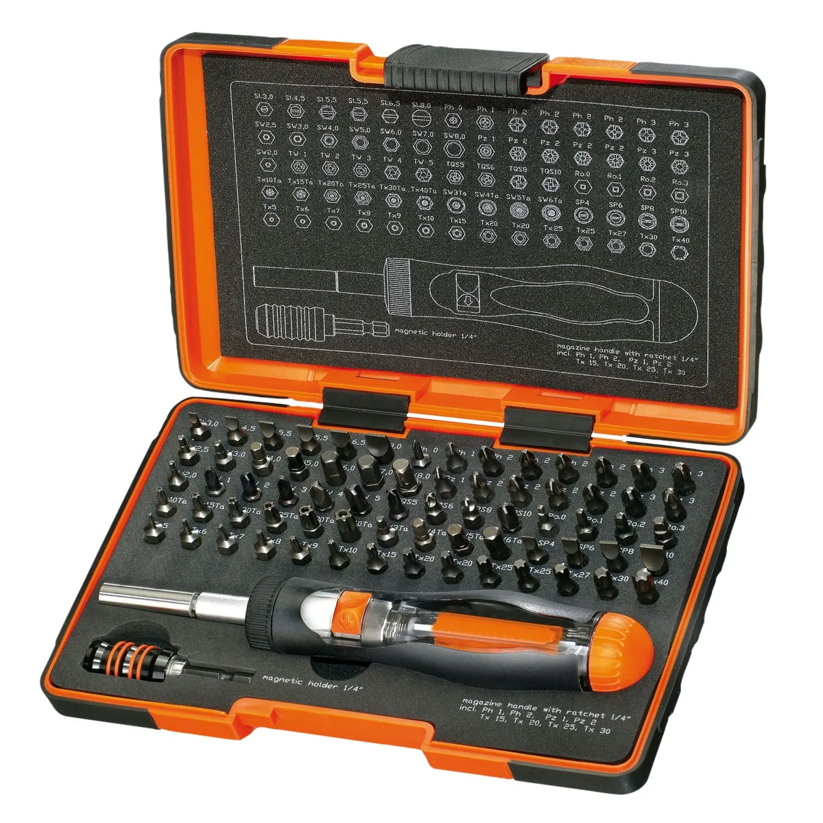 DIAGER - JUEGO DE PUNTAS DE TORSIÓN Y LLAVES DE VASO 80 Piezas - DIAU643D