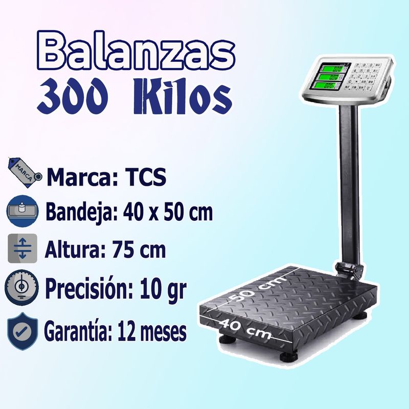 GENERICO - Balanza Industrial 300 Kg con Plataforma TCS-300KG Teclado de Acero