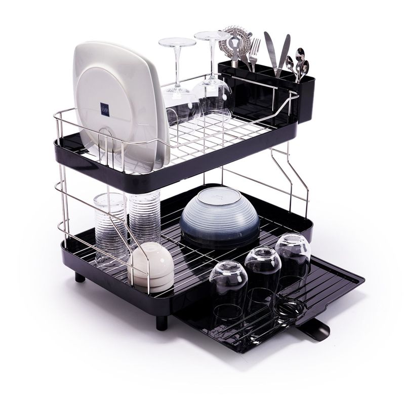 KOTIINI - Escurridor de platos 2 niveles Kotiini Smart Plus negro