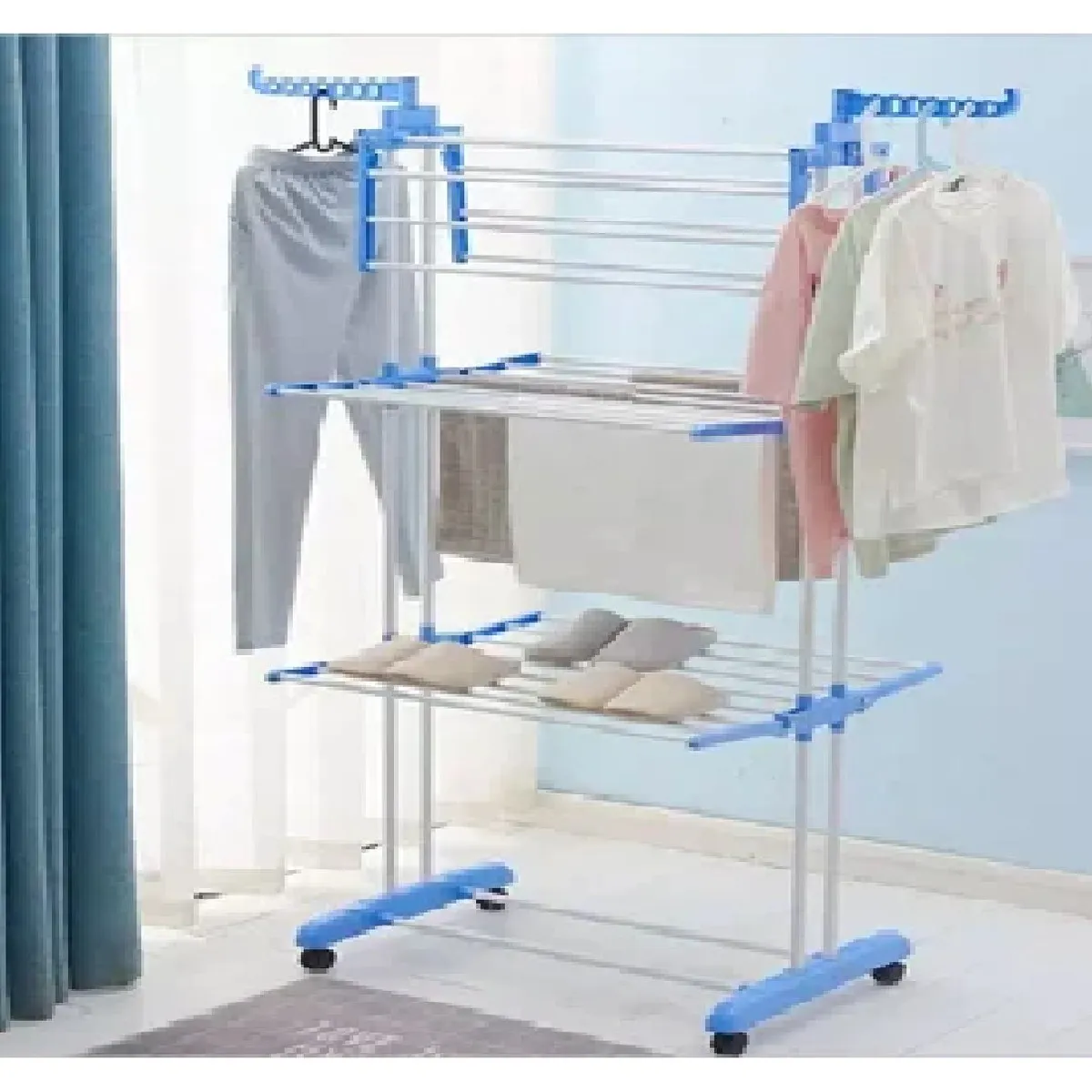 GENERICO - Tendedero Multifuncional Tendal Plegable de Ropa 3 Niveles
