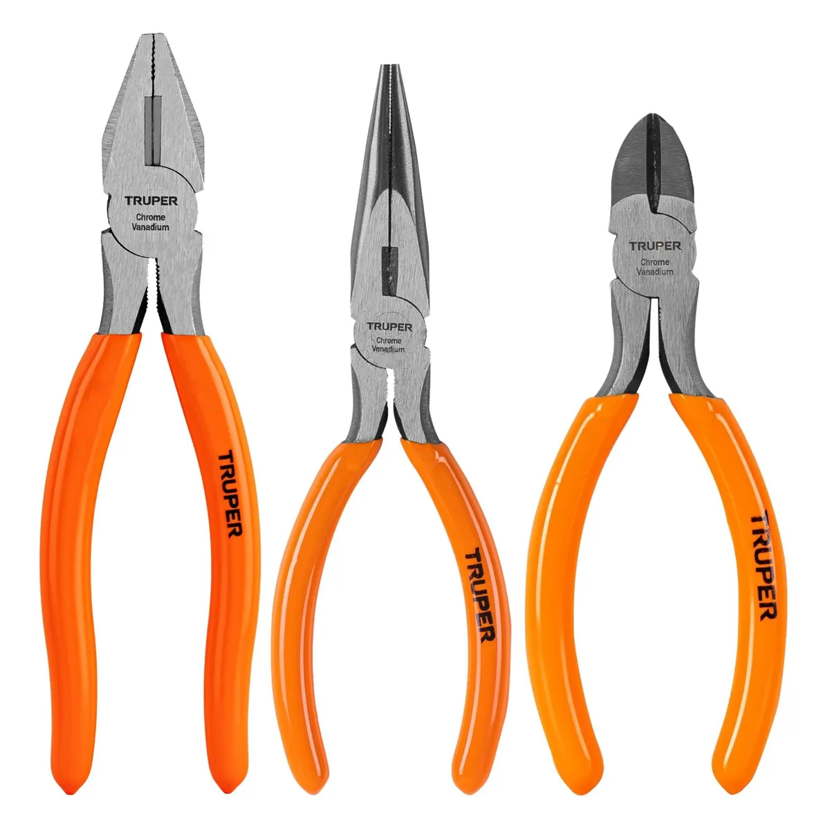 TRUPER - Alicates de electricista 3 piezas mango pvc, truper