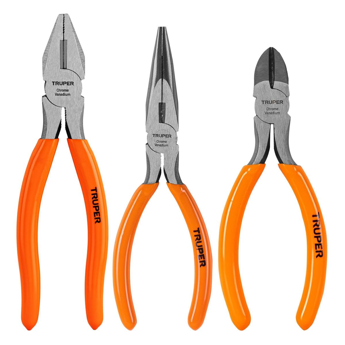 TRUPER - Alicates de electricista 3 piezas mango pvc, truper