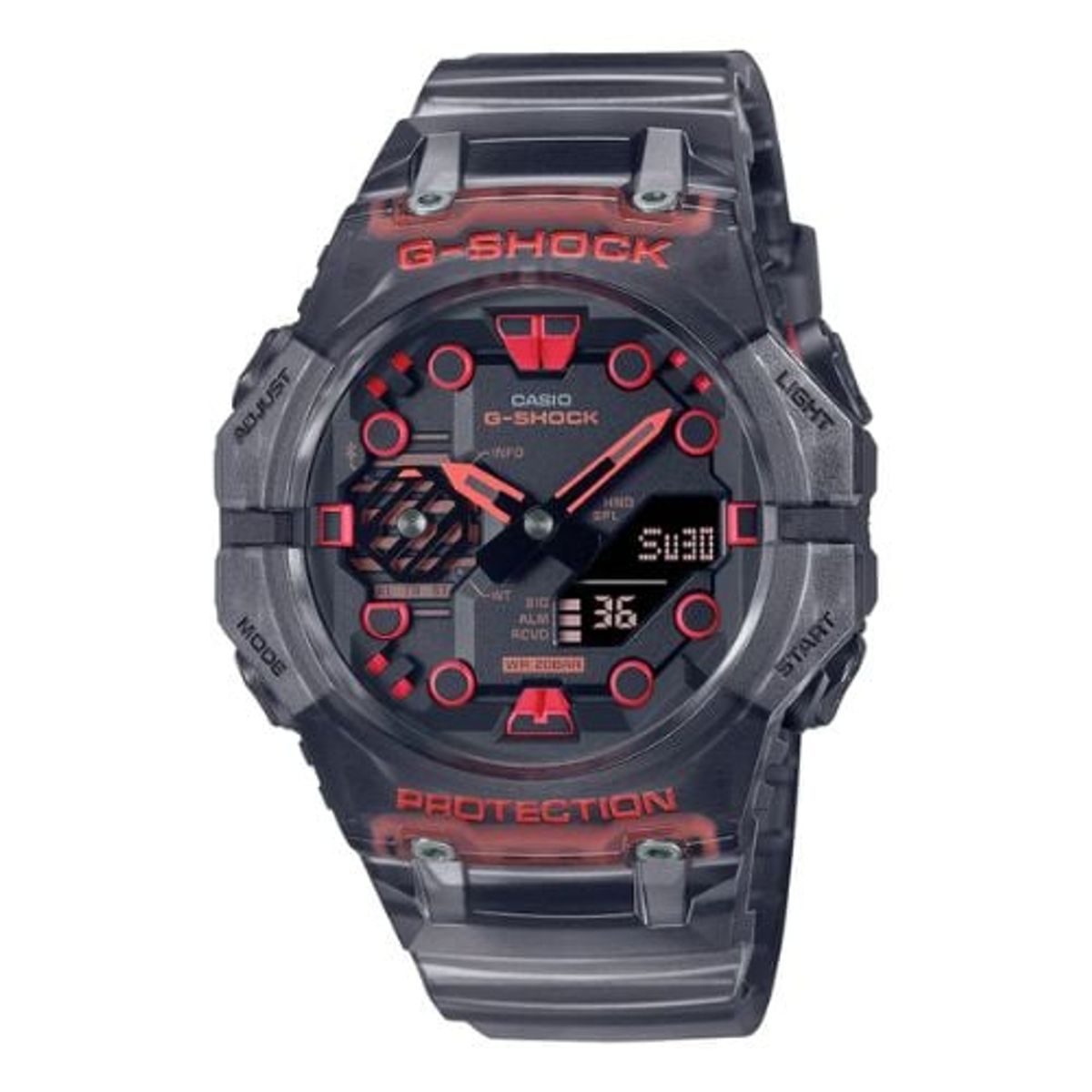 G-SHOCK - Reloj G-Shock Resina Transparente Negro Rojo GAB001G-1A