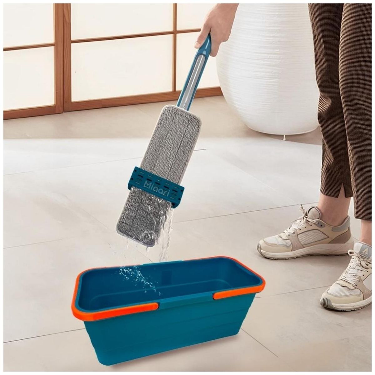 MINARI - Trapeador Escurridor con Balde Extra Large Premium Azul 85T