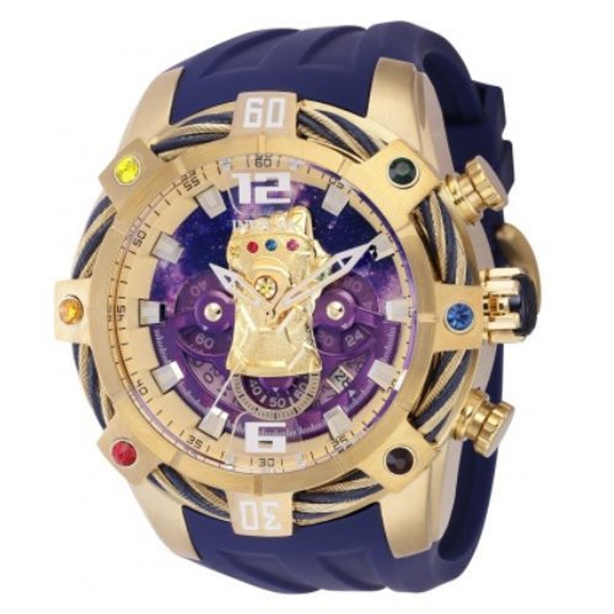 INVICTA - Reloj Invicta Thanos Marvel Acero Dorado y Silicona Azul 37391
