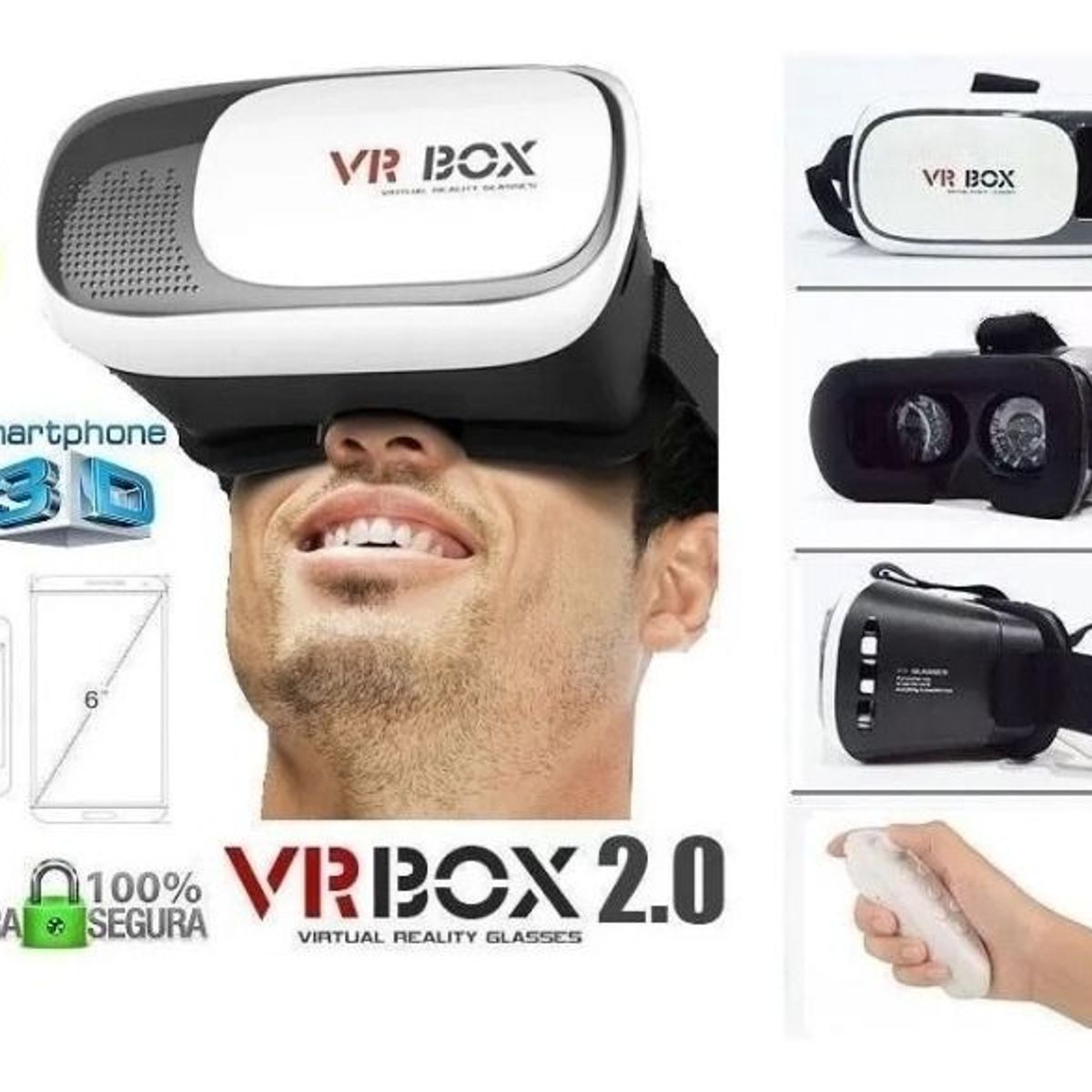 VR BOX - Lentes De Realidad Virtual Vr Box 360° Control Vr Bluetooth