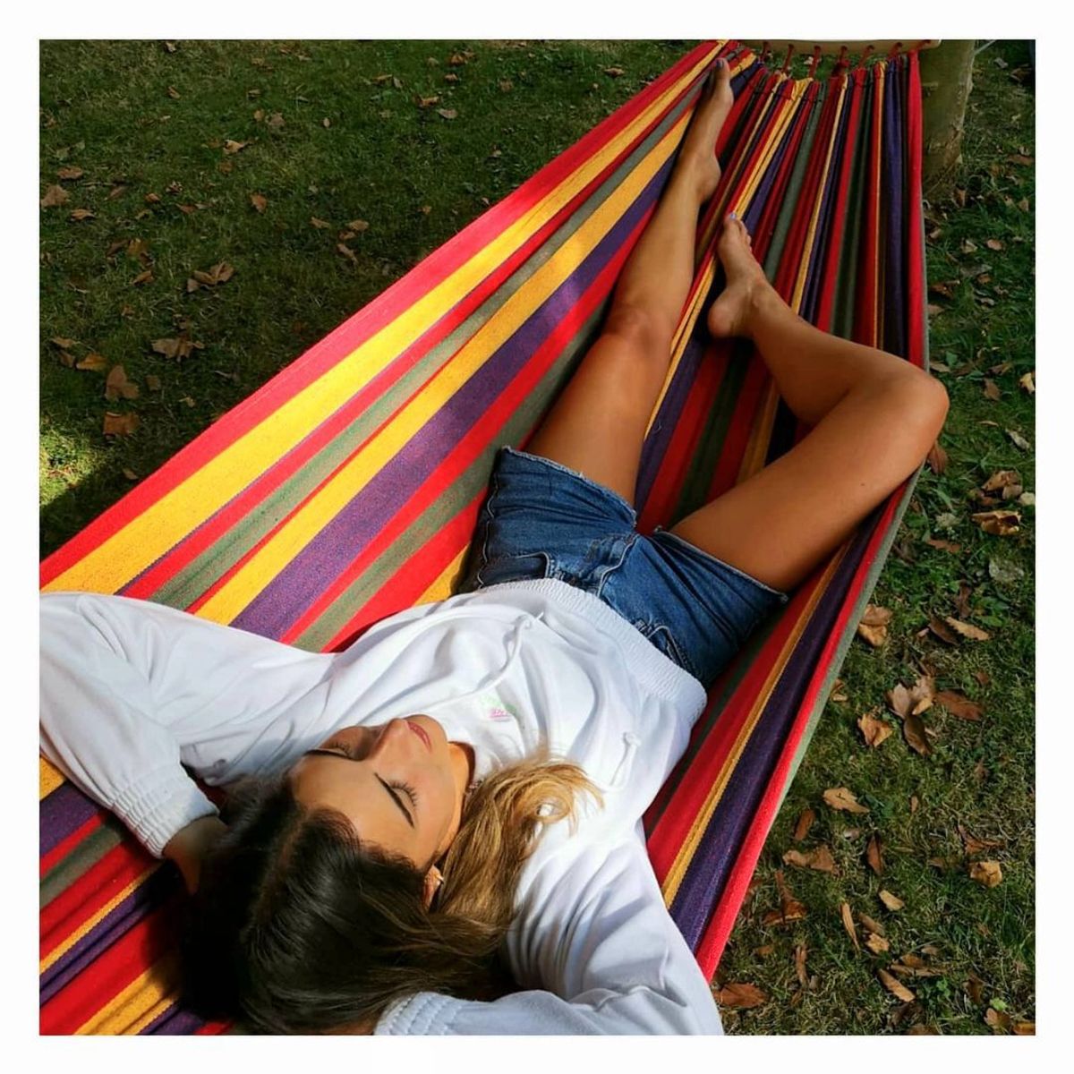 GENERICO - Hamaca de Algodón Grueso Reforzada - Rayada Arcoiris
