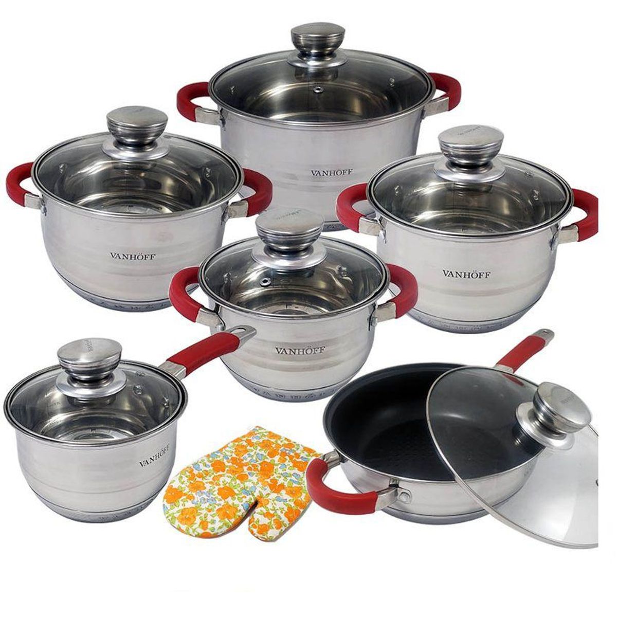VANHOFF - Set de Ollas VANHOFF VH-4513 Acero Inoxidable