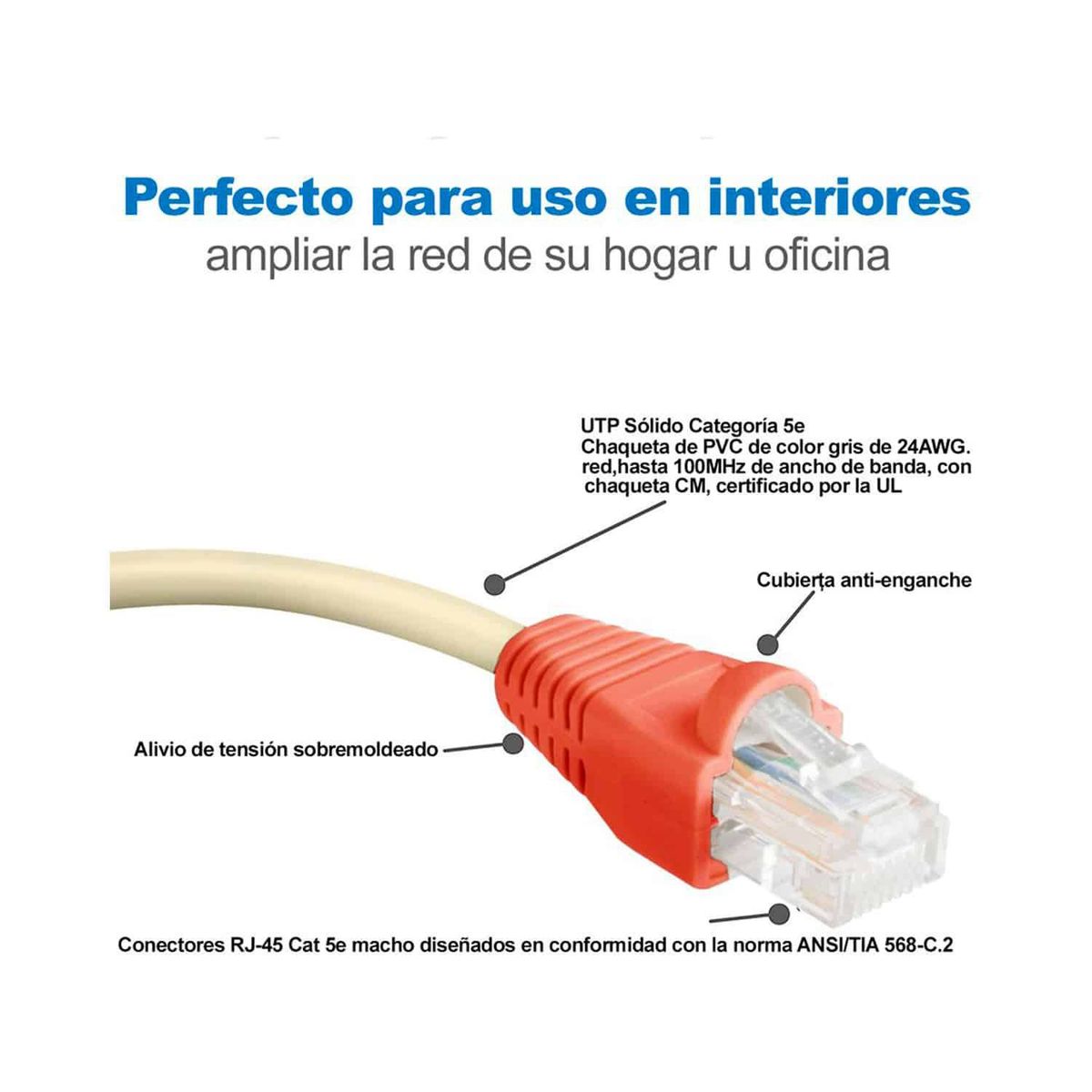 SATRA - Cable red internet UTP  Cat 5e  60Mts Gris armado de  cobre