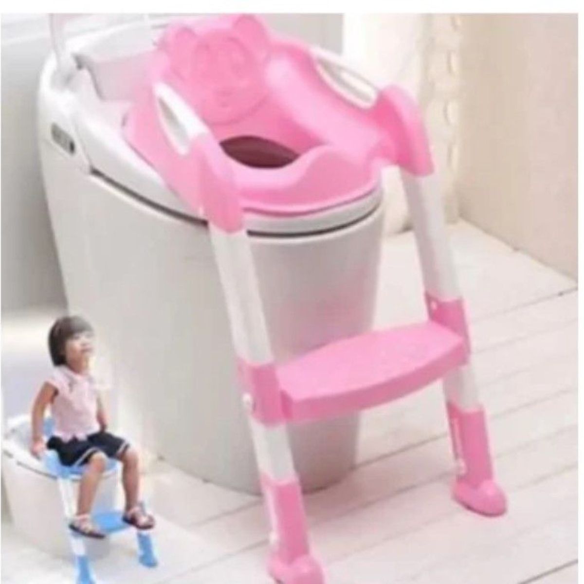 GENERICO - Asiento de entrenamiento ajustable para inodoro rosado.