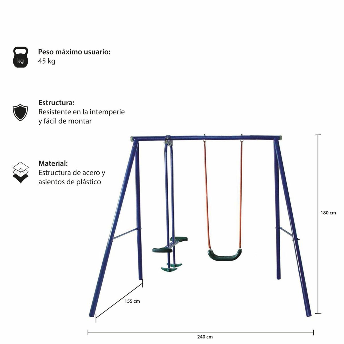 TOP SPIN - Columpio Balancín Doble