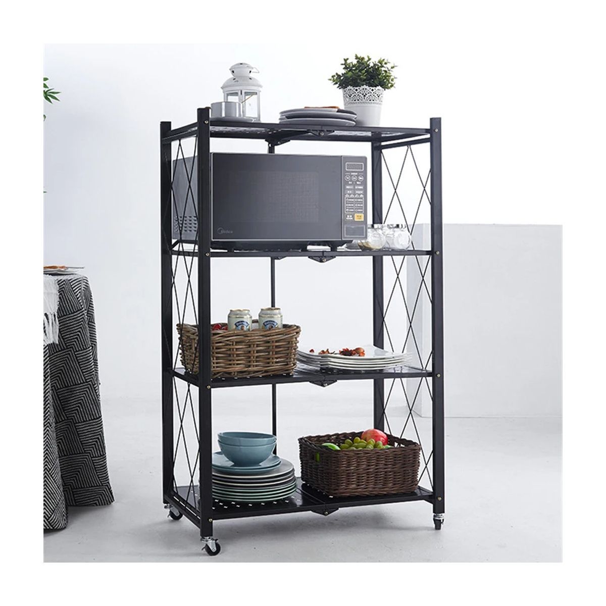 GENERICO - Estante Multiuso Plegable Hogar Cocina 4 Niveles Con Ruedas