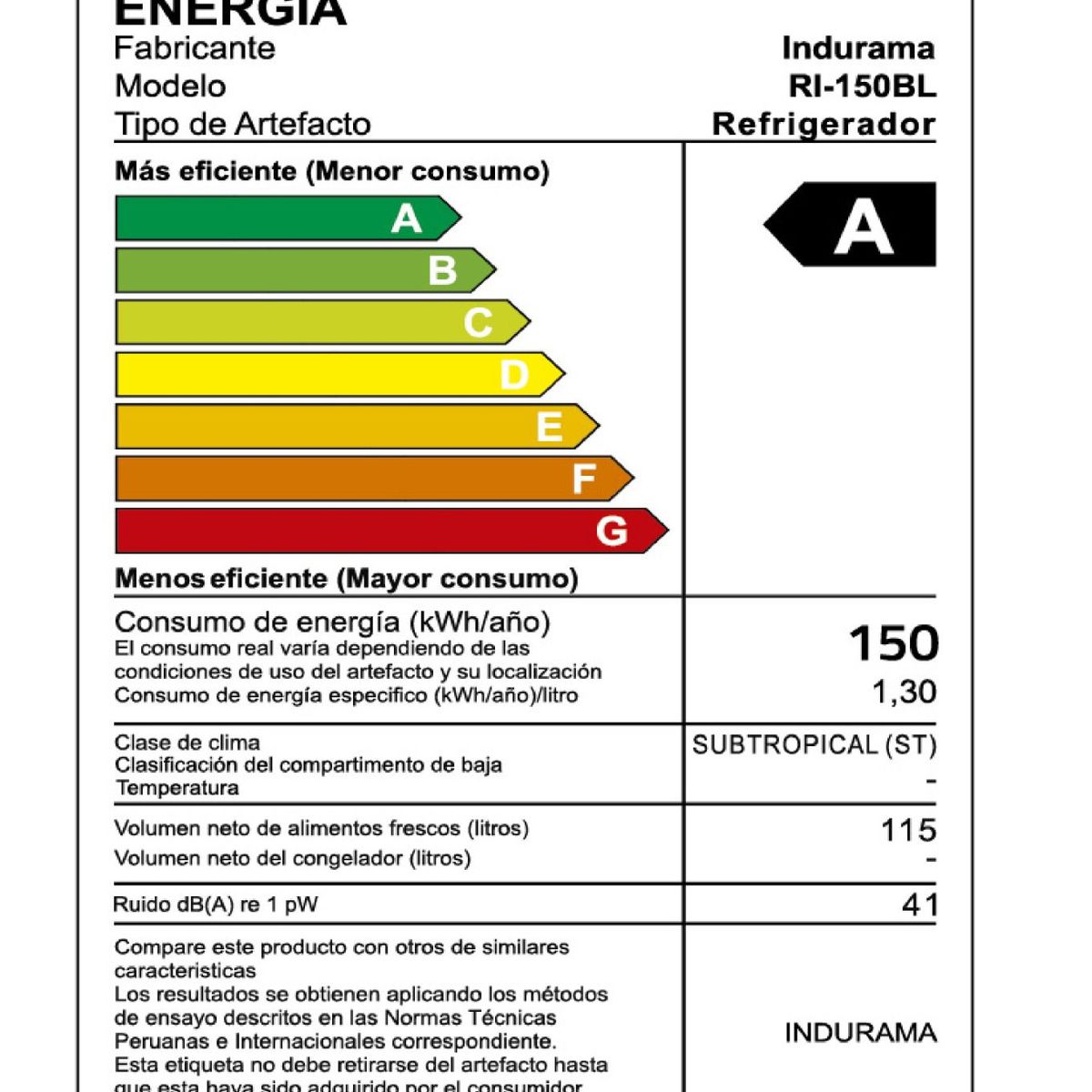 INDURAMA - Frigobar Indurama 129 Litros RI-150BL