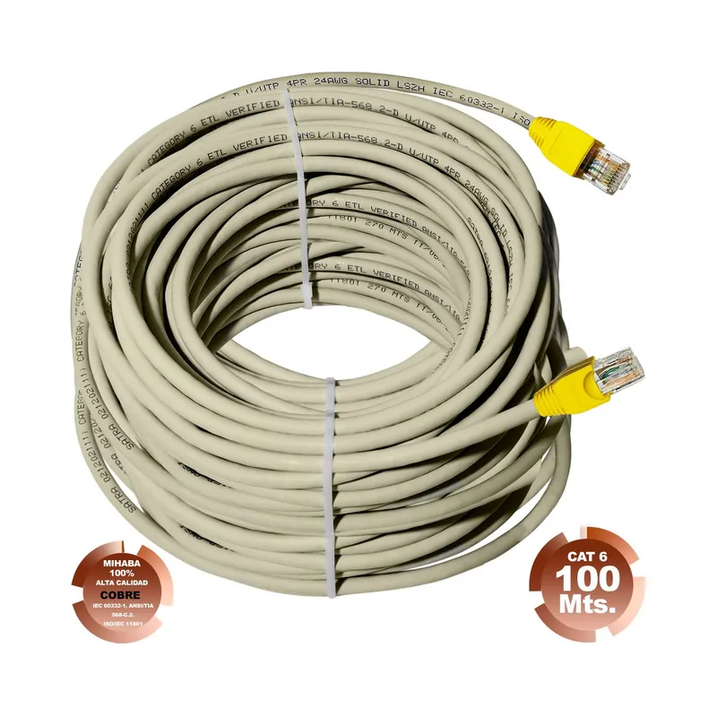 SATRA - Cable red internet UTP Cat6 de 100Mts Gris armado de cobre