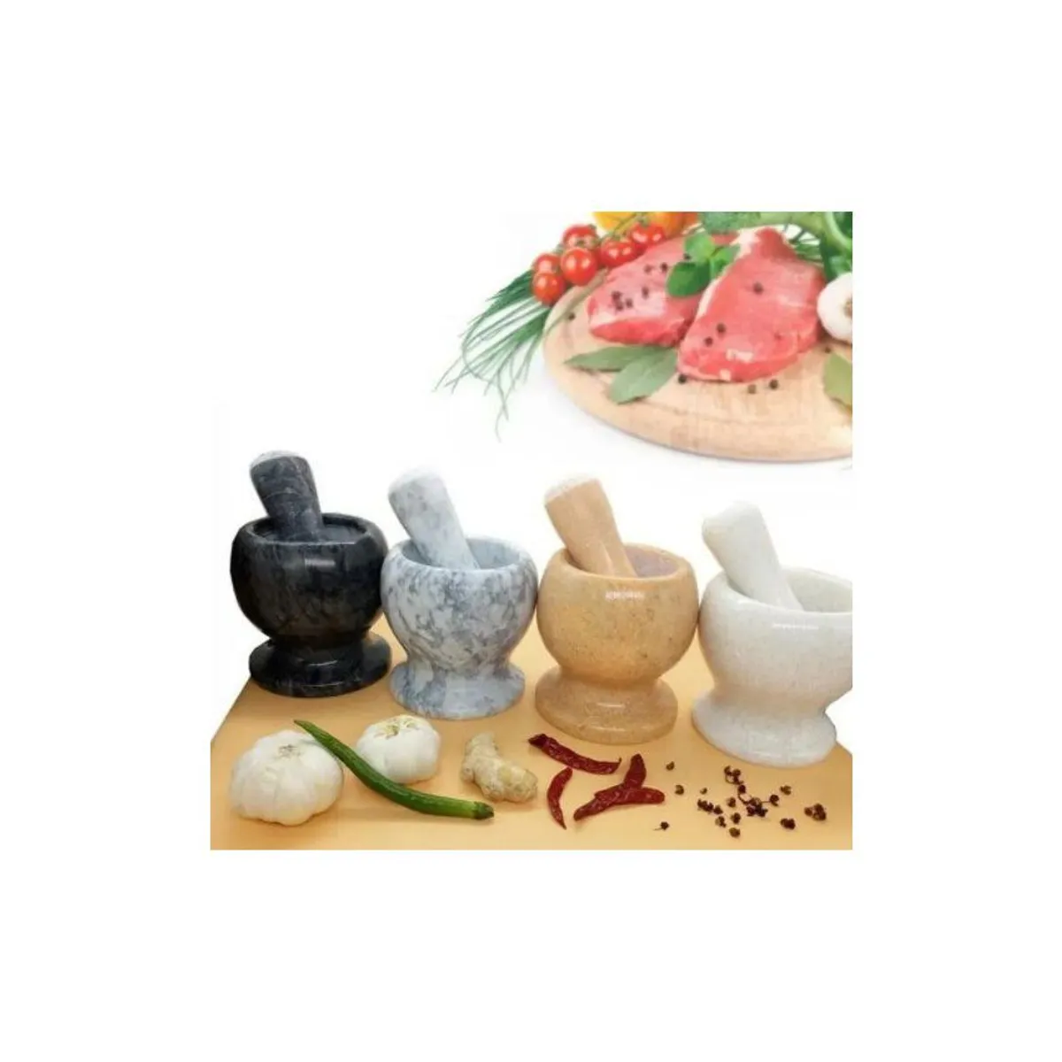 GENERICO - Mortero para cocina +pilon color gris marmoleado