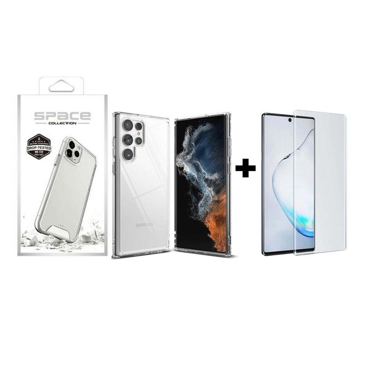 SPACE - Case Space Anticaida + Mica UV Samsung S22 Ultra Transparente