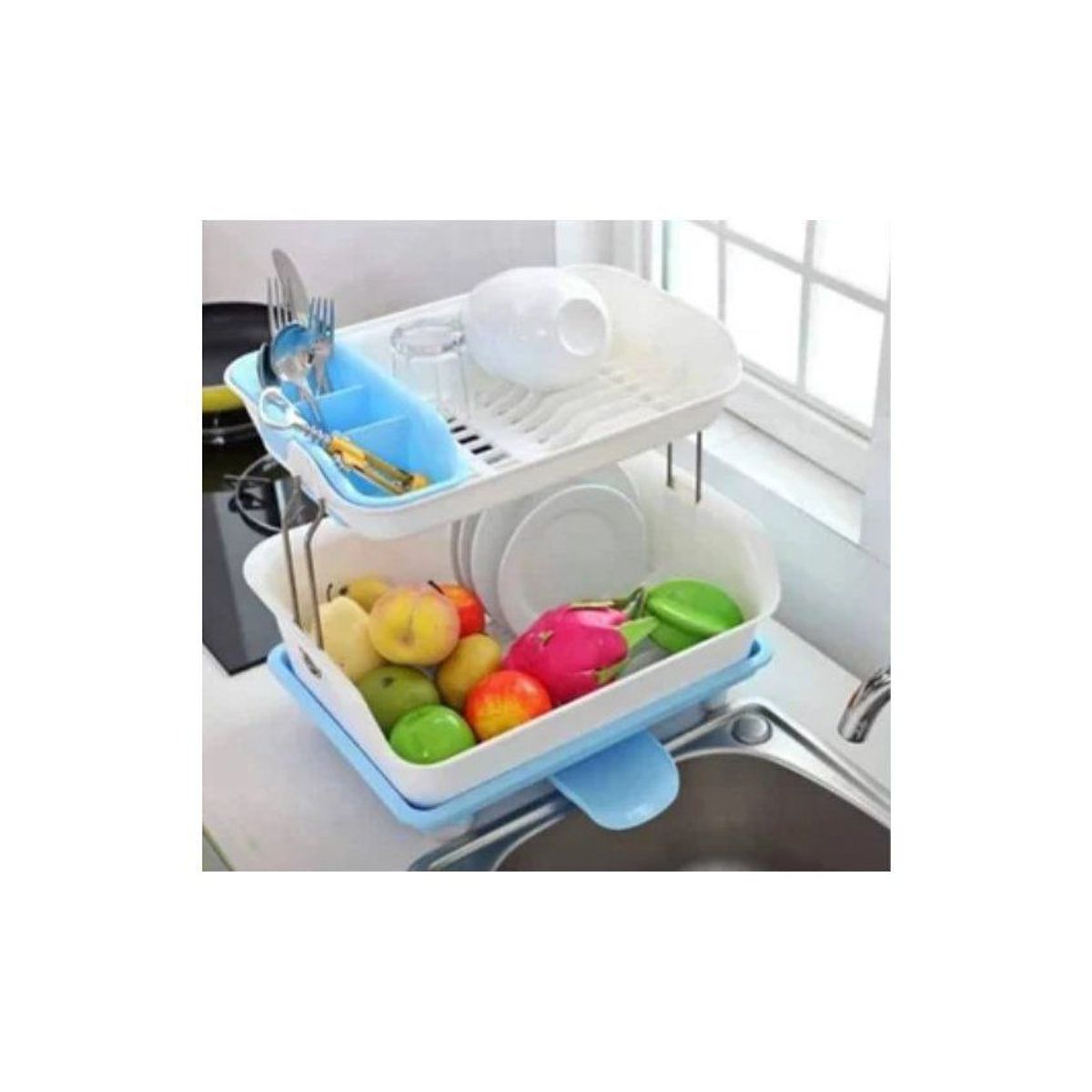 GENERICO - Escurridor de platos 2 niveles con drenaje  100% calidad