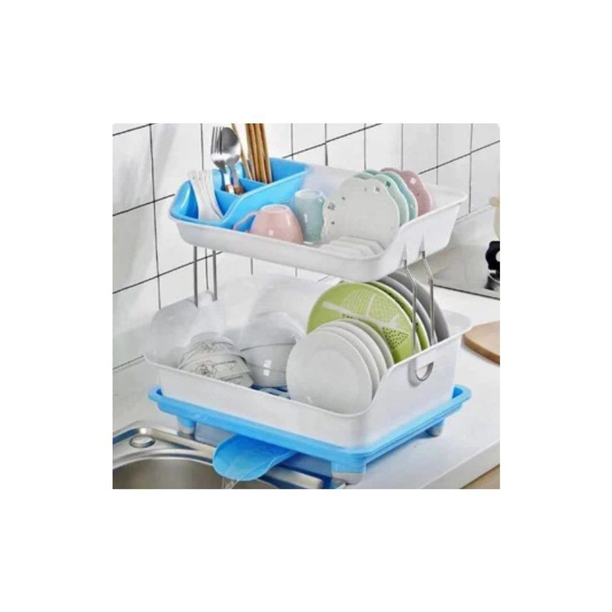 GENERICO - Escurridor de platos 2 niveles con drenaje  100% calidad