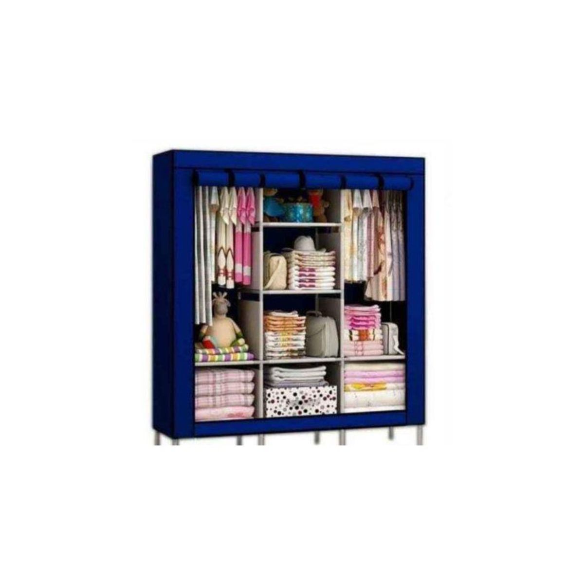 GENERICO - Armario portatil plegable de 3 cuerpos azul