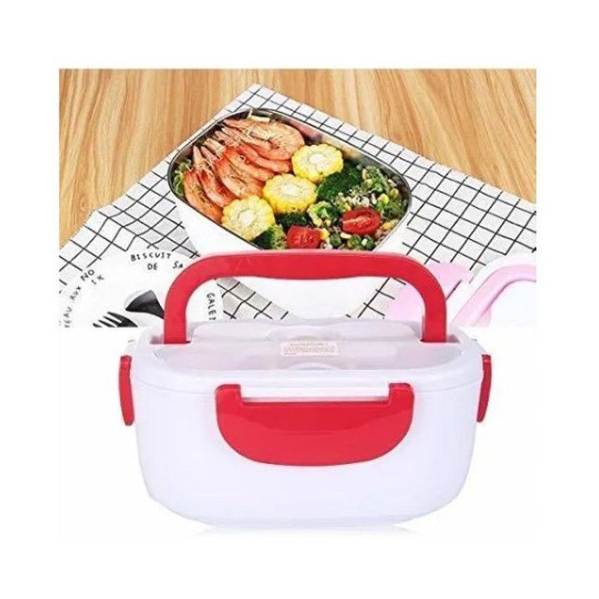 GENERICO - Lonchera electrica portatil + cucharita  rojo