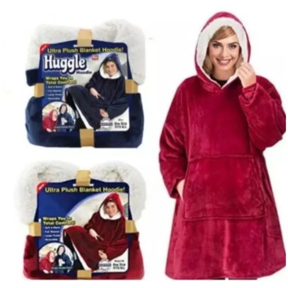 GENERICO - Ultra Polera  de felpa con capucha plush ROJO