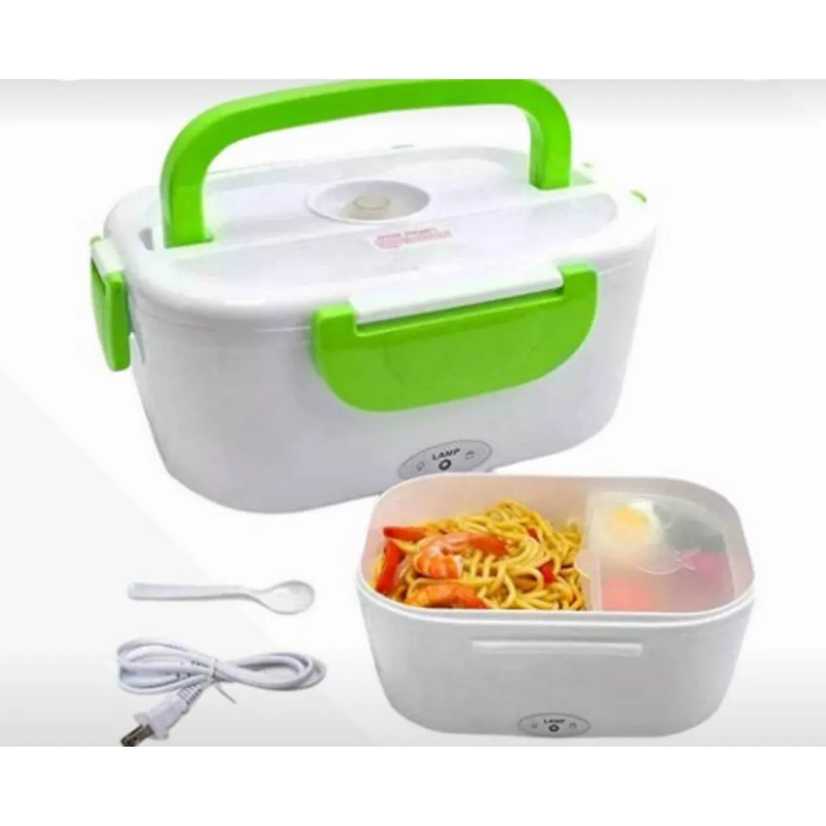 GENERICO - Lonchera electrica portatil verde + cucharita