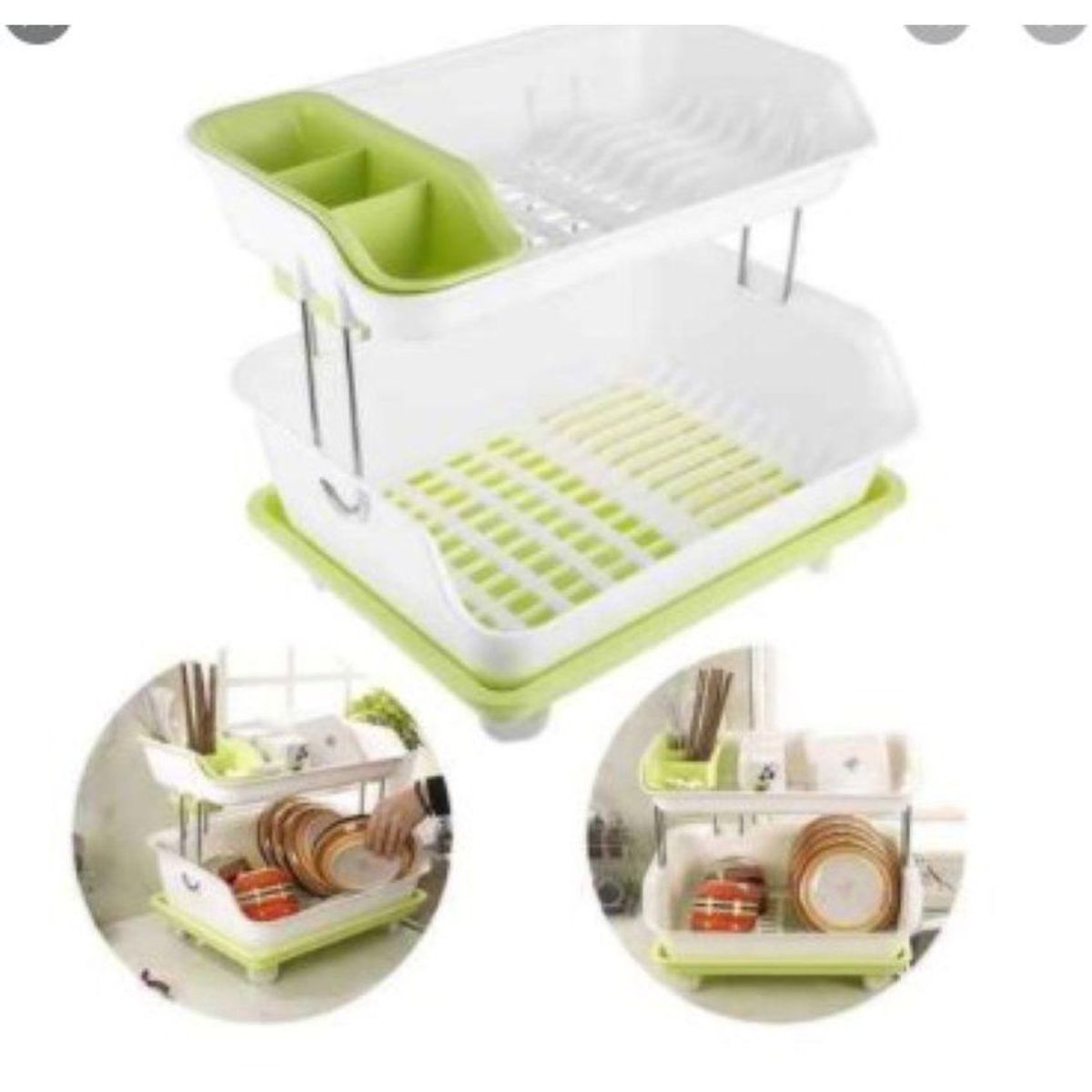 GENERICO - Escurridor de platos 2 niveles con drenaje