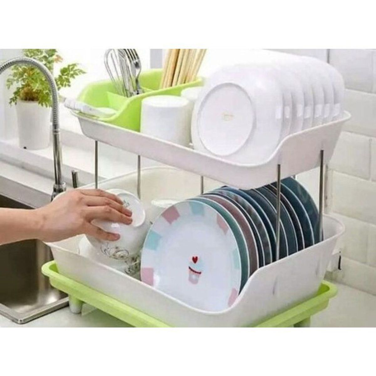 GENERICO - Escurridor de platos 2 niveles con drenaje