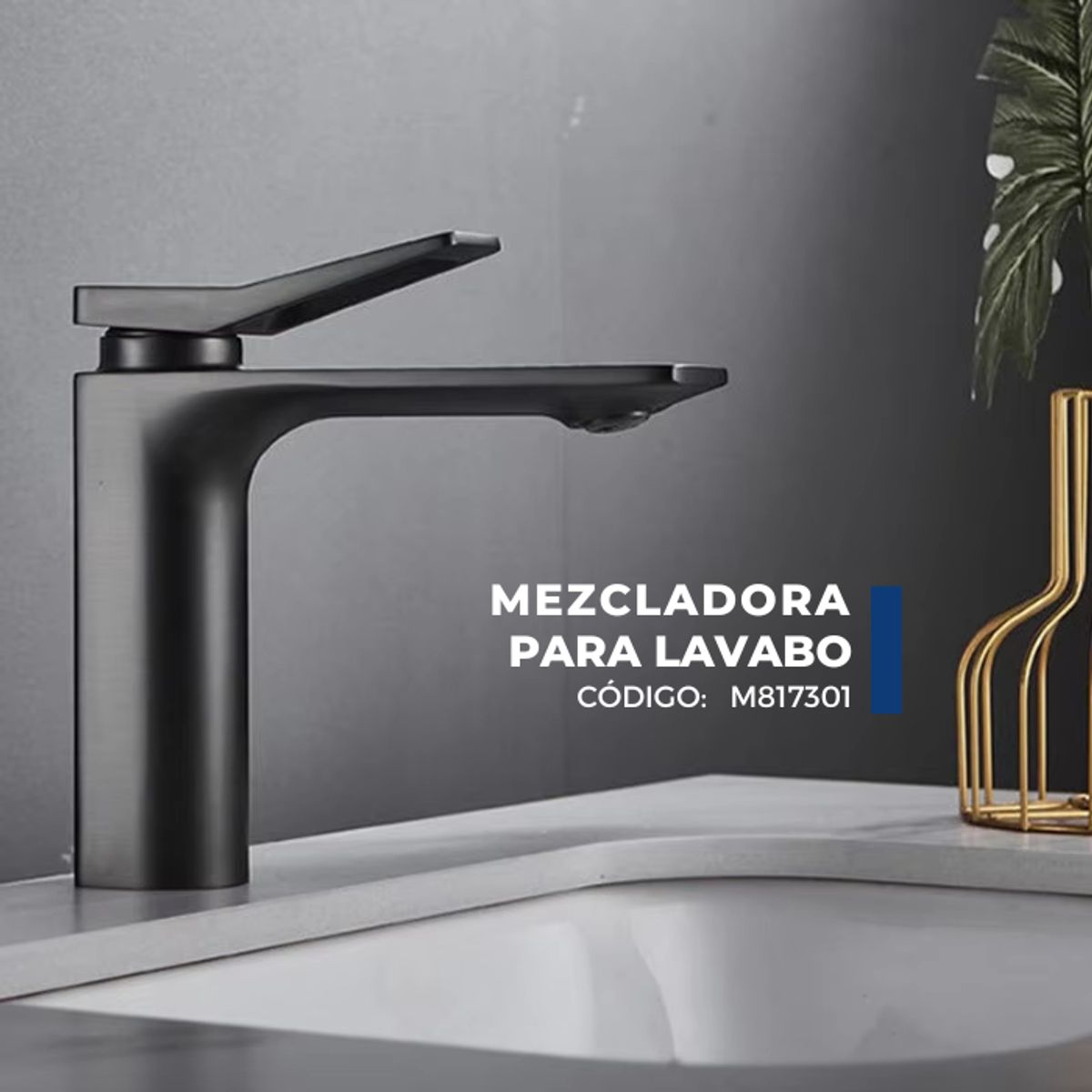 XM - MEZCLADORA MONOCOMANDO DE LAVATORIO BAJO NEGRO M817301