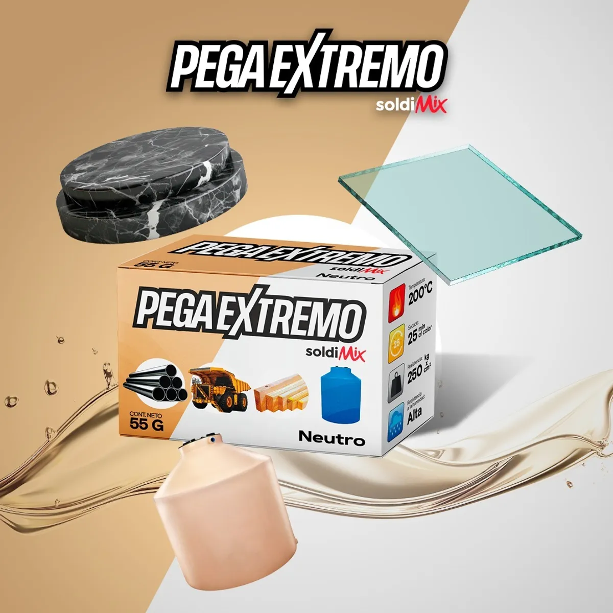 SOLDIMIX - Soldadura Industrial en Frio Pega Extremo x 55gr Soldimix  - Neutro