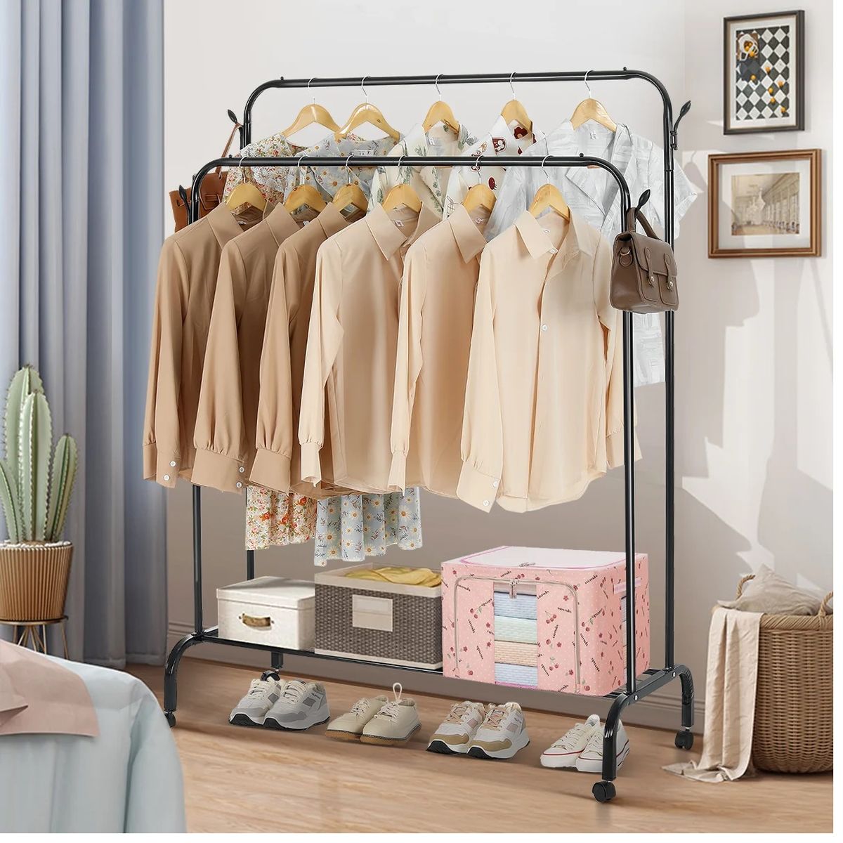 GENERICO - Estante Organizador Ropa Perchero Con Ruedas PB