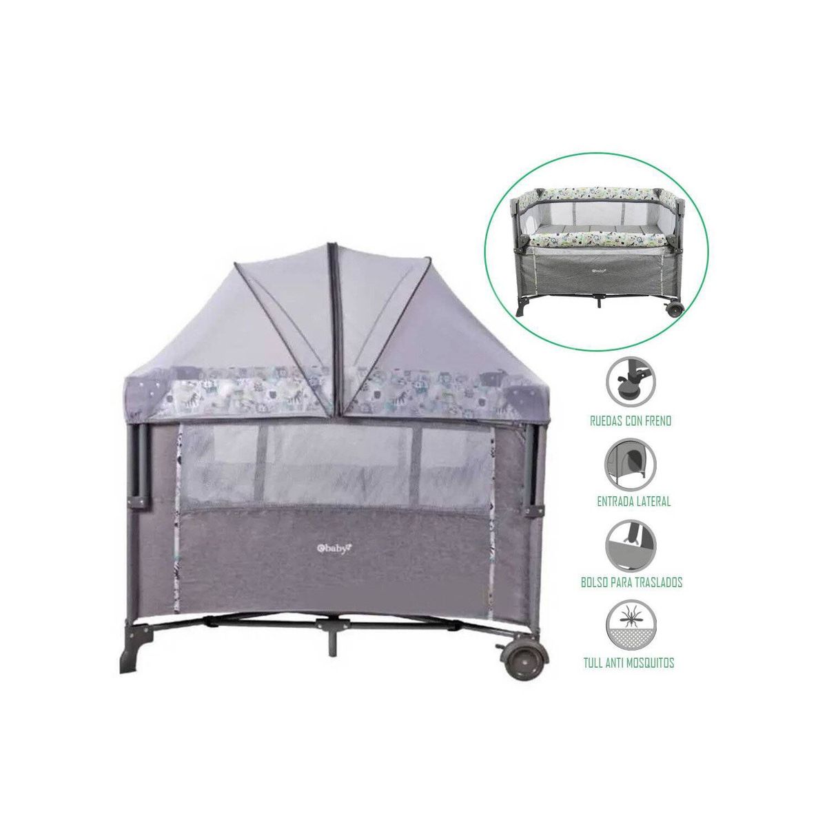 EBABY - Cuna colecho nala  eb751gb gris/azul