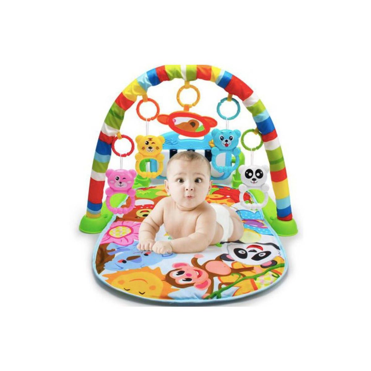 BABY WORLD - Gimnasio de bebe con piano para patear verde