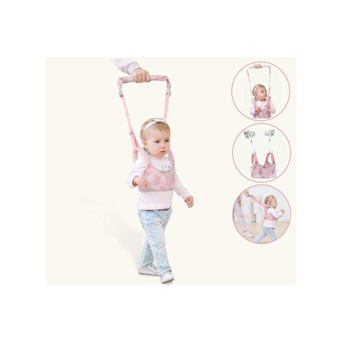 GENERICO - Arnés caminador 2 en 1 primeros pasos rosado