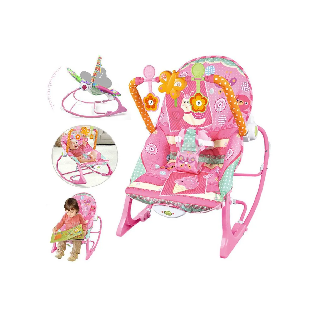 GENERICO - Silla mecedora con vibrador musical y toys niña